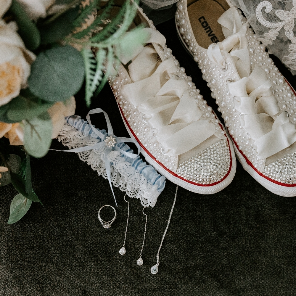Wedding Converse handmade with faux pearls and rhinestones